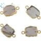 Gray Moonstone Organic Connector 12x10 - 13x11 mm Gold Electroplated 